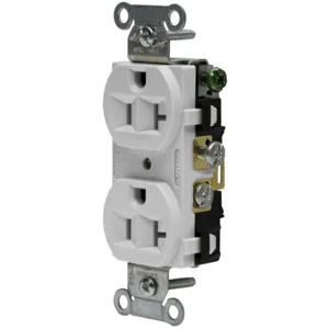 HUBBELL WIRING DEVICE-KELLEMS CRF20OW Straight Receptacle, Duplex, 20A 125V, Office White, 1 Pk | BC8GGA