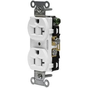 HUBBELL WIRING DEVICE-KELLEMS CRF20WHI Straight Receptacle, Duplex, 20A 125V, White, 1 Pk | BC9XUU