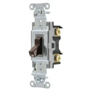 HUBBELL WIRING DEVICE-KELLEMS CS115 Toggle Switch, Single Pole, 15A, 120/277VAC, Brown | BD3KRC