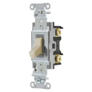 HUBBELL WIRING DEVICE-KELLEMS CS115AL Toggle Switch, Single Pole, 15A, 120/277VAC, Almond | BC8LBK