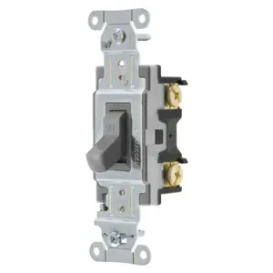 HUBBELL WIRING DEVICE-KELLEMS CS115GY Toggle Switch, Single Pole, 15A, 120/277VAC, Gray | BC8EDX