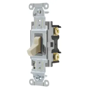 HUBBELL WIRING DEVICE-KELLEMS CS115I Toggle Switch, Single Pole, 15A, 120/277VAC, Ivory | AE7QZP 6A672