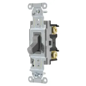 HUBBELL WIRING DEVICE-KELLEMS CS120GY Toggle Switch, Single Pole, 20A, 120/277VAC, Gray | BC8ZBD