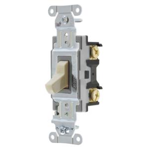 HUBBELL WIRING DEVICE-KELLEMS CS120I Toggle Switch, Single Pole, 20A, 120/277VAC, Ivory | BD4DQJ