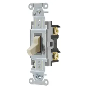 HUBBELL WIRING DEVICE-KELLEMS CS120I Toggle Switch, Single Pole, 20A, 120/277VAC, Ivory | BD4DQJ