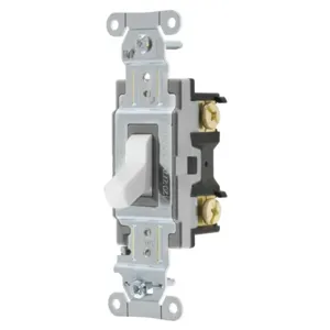 HUBBELL WIRING DEVICE-KELLEMS CS120W Toggle Switch, Single Pole, 20A, 120/277VAC, White | BC9EJN