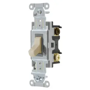 HUBBELL WIRING DEVICE-KELLEMS CS315AL Toggle Switch, Three Way, 15A, 120/277VAC, Almond | BC9CZN