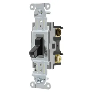 HUBBELL WIRING DEVICE-KELLEMS CS315BK Toggle Switch, Three Way, 15A, 120/277VAC, Black | BC8MRZ