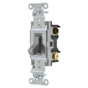 HUBBELL WIRING DEVICE-KELLEMS CS315GY Toggle Switch, Three Way, 15A, 120/277VAC, Gray | BC8VKD