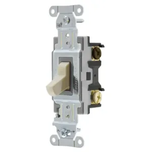 HUBBELL WIRING DEVICE-KELLEMS CS315I Toggle Switch, Three Way, 15A, 120/277VAC, Ivory | BC8PVU