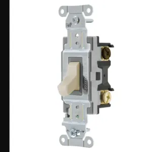 HUBBELL WIRING DEVICE-KELLEMS CS315LA Toggle Switch, Three Way, 15A, 120/277VAC, Light Almond | CE6RDW