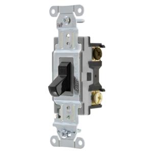 HUBBELL WIRING DEVICE-KELLEMS CS320BK Toggle Switch, Three Way, 20A, 120/277VAC, Black | BC8KBT