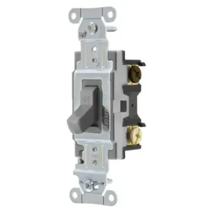 HUBBELL WIRING DEVICE-KELLEMS CS320GY Toggle Switch, Three Way, 20A, 120/277VAC, Gray | BC8DMM