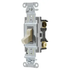 HUBBELL WIRING DEVICE-KELLEMS CS320I Toggle Switch, Three Way, 20A, 120/277VAC, Ivory | BD2ENR