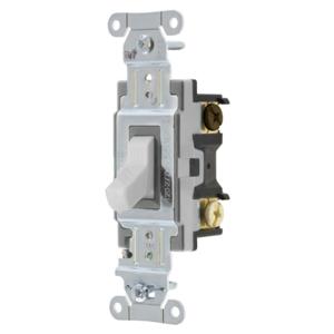 HUBBELL WIRING DEVICE-KELLEMS CS320W Toggle Switch, Three Way, 20A, 120/277VAC, White | BC9FLD