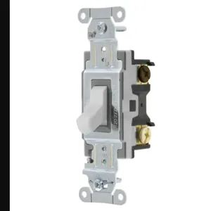 HUBBELL WIRING DEVICE-KELLEMS CS320W Toggle Switch, Three Way, 20A, 120/277VAC, White | BC9FLD