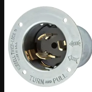 HUBBELL WIRING DEVICE-KELLEMS CS8275 Flanged Locking Inlet, 2 Poles, 3 Wires, 1 Phase, Gray | CE6RXL 49YK33