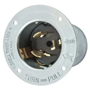 HUBBELL WIRING DEVICE-KELLEMS CS8475 Flanged Locking Inlet, 2 Poles, 3 Wires, 1 Phase | CE6RXP 49YK43