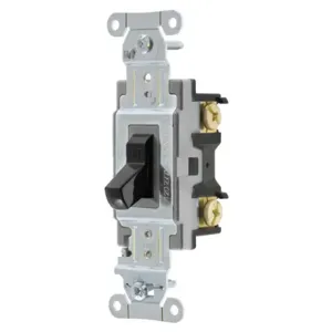 HUBBELL WIRING DEVICE-KELLEMS CSB115BK Toggle Switch, Single Pole, 15A, 120/277VAC, Black | BC8GGB