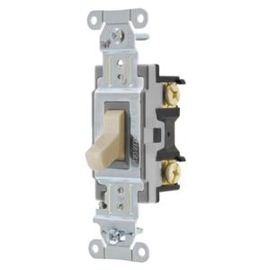 HUBBELL WIRING DEVICE-KELLEMS CSB120AL Toggle Switch, Single Pole, 20A, 120/277VAC, Almond | BC9AJY