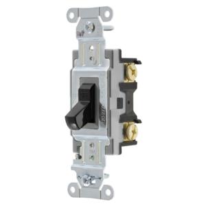 HUBBELL WIRING DEVICE-KELLEMS CSB120BK Toggle Switch, Single Pole, 20A, 120/277VAC, Black | BC9CNC