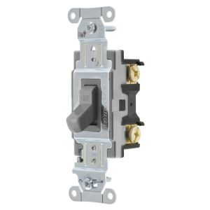 HUBBELL WIRING DEVICE-KELLEMS CSB220GY Toggle Switch, Double Pole, 20A, 120/277VAC, Gray | BC8MTA