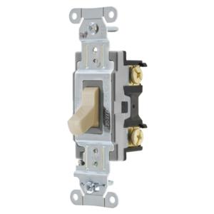 HUBBELL WIRING DEVICE-KELLEMS CSB215AL Toggle Switch, Double Pole, 15A, 120/277VAC, Almond | BC8FKN