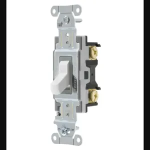 HUBBELL WIRING DEVICE-KELLEMS CSB115W Wall Switch, 1 Pole, 15A, White, 120 to 277V AC, Back and Side | BC8EPR 49YL44