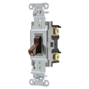 HUBBELL WIRING DEVICE-KELLEMS CSB120 Wall Switch, 1 Pole, 20A, Brown, 120 to 277V AC, Back and Side | BC9CCE 49YL42