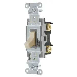 HUBBELL WIRING DEVICE-KELLEMS CSB220AL Toggle Switch, Double Pole, 20A, 120/277VAC, Almond | BC8NHZ