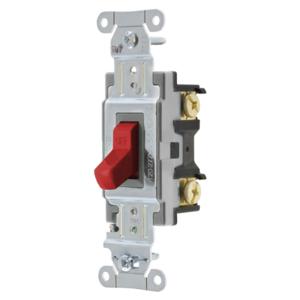 HUBBELL WIRING DEVICE-KELLEMS CSB220R Toggle Switch, Double Pole, 20A, 120/277VAC, Red | BC9PMW