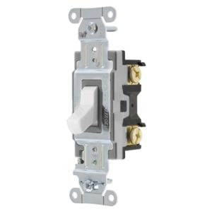 HUBBELL WIRING DEVICE-KELLEMS CSB120WHLV Toggle Switch, Single Pole, 5A, 24VDC, White | BD4CPJ