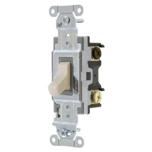 HUBBELL WIRING DEVICE-KELLEMS CSB415LA Toggle Switch, Four Way, 15A, 120/277VAC, Light Almond | BC8NNJ
