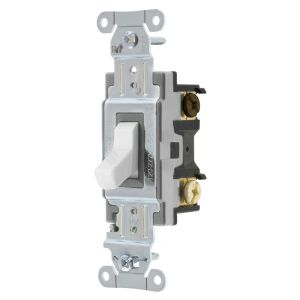 HUBBELL WIRING DEVICE-KELLEMS CSB415W Toggle Switch, Four Way, 15A, 120/277VAC, White | BC8HDB