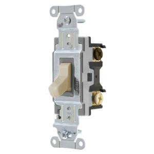 HUBBELL WIRING DEVICE-KELLEMS CSB320AL Toggle Switch, Three Way, 20A, 120/277VAC, Almond | BC7VXW