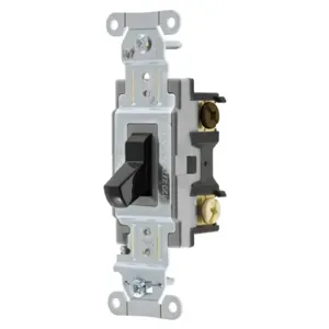 HUBBELL WIRING DEVICE-KELLEMS CSB420BK Toggle Switch, Four Way, 20A, 120/277VAC, Black | BD2TYG