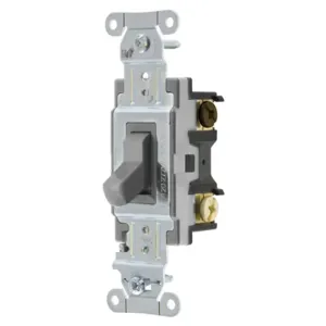 HUBBELL WIRING DEVICE-KELLEMS CSB320GYLV Toggle Switch, Three Way, 5A, 24VDC, Gray | BD3RXD