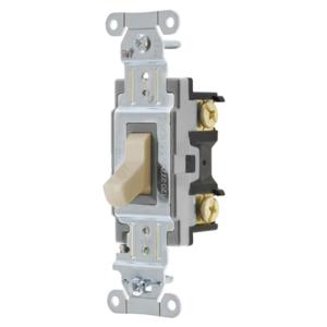 HUBBELL WIRING DEVICE-KELLEMS CSB415AL Toggle Switch, Four Way, 15A, 120/277VAC, Almond | BC8UJC