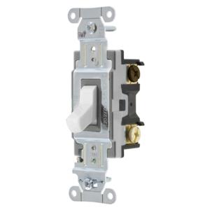 HUBBELL WIRING DEVICE-KELLEMS CSB420W Toggle Switch, Four Way, 20A, 120/277VAC, White | BC8DMN