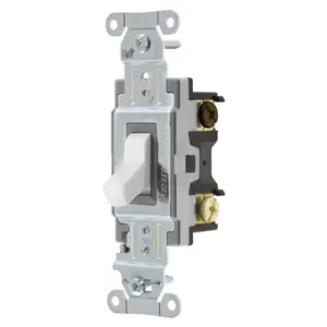 HUBBELL WIRING DEVICE-KELLEMS CSB320W Wall Switch, 3-Way, 20A, White, 120 to 277V AC, Back and Side | BC8HUM 49YL49