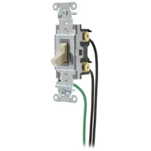 HUBBELL WIRING DEVICE-KELLEMS CSL115I Toggle Switch, Single Pole, 15A, 120/277VAC, Ivory | BC9XPM