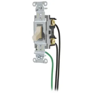 HUBBELL WIRING DEVICE-KELLEMS CSL115LA Toggle Switch, Single Pole, 15A, 120/277VAC, Light Almond | BD4UVP