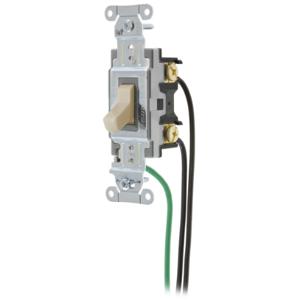 HUBBELL WIRING DEVICE-KELLEMS CSL120AL Toggle Switch, Single Pole, 20A, 120/277VAC, Almond | BC7YTA