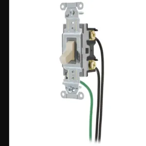 HUBBELL WIRING DEVICE-KELLEMS CSL120LA Toggle Switch, Single Pole, 20A, 120/277VAC, Light Almond | BC9RVW