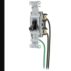 HUBBELL WIRING DEVICE-KELLEMS CSL215BK Toggle Switch, Double Pole, 15A, 120/277VAC, Black | BD2CBU