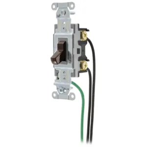 HUBBELL WIRING DEVICE-KELLEMS CSL120 Toggle Switch, Single Pole, 20A, 120/277VAC, Brown | BC9UMY