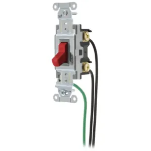 HUBBELL WIRING DEVICE-KELLEMS CSL120R Toggle Switch, Single Pole, 20A, 120/277VAC, Red | BD4DQK