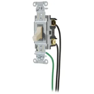 HUBBELL WIRING DEVICE-KELLEMS CSL315LA Toggle Switch, Three Way, 15A, 120/277VAC, Light Almond | BD2KZL