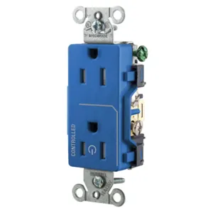 HUBBELL WIRING DEVICE-KELLEMS DR15C1BLTR Straight Receptacle, 15A 125V, 2P - 3W Grounding, 5-15R, Blue | CE6QUJ