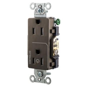 HUBBELL WIRING DEVICE-KELLEMS DR15C1TR Straight Receptacle, 15A 125V, 2P - 3W Grounding, 5-15R, Brown | CE6QUR